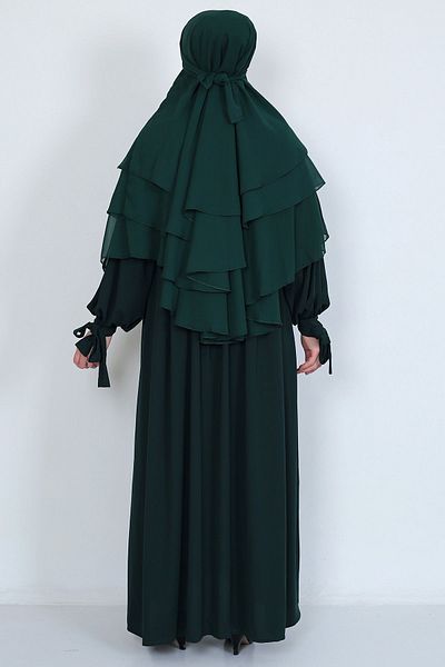 MARQUANT Φόρεμα με μανίκια με κορδόνια και σετ Hijab Hijab 3 επιπέδων