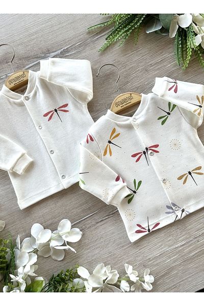 PATSAN 2-Piece Organic Cotton Baby Cardigan Set Dragonfly