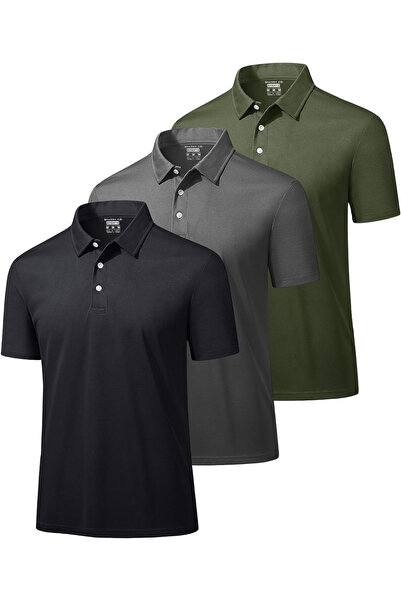 GHASSY CO. Ghassy Co. Erkek 3'lü Set Taktik Polo Yaka Gömlek Hızlı Kuruma Nem...