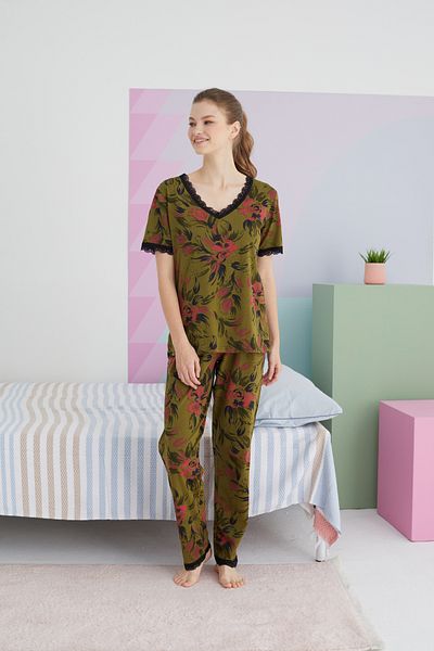 Siyah İnci Set de pijamale tricotate din bumbac colorat