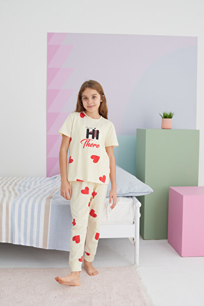 Siyah İnci çok renkli Pamuklu Örme Pijama Takım