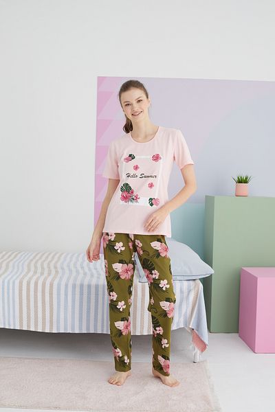 Siyah İnci Colorful Cotton Knitted Pajama Set