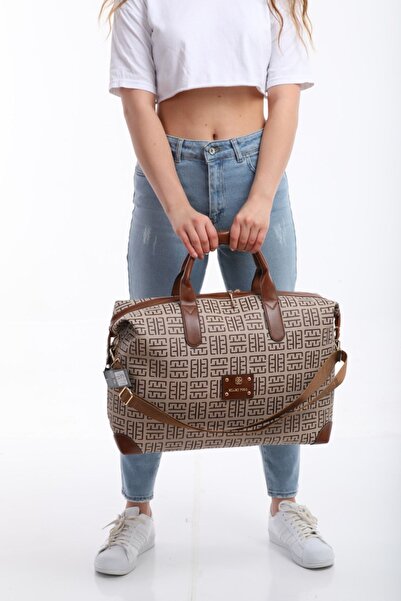 By Hakan Miami Polo 1203 Valiz Seyahat Tatil Bavulu El Çantası Vizon-taba-baskılı