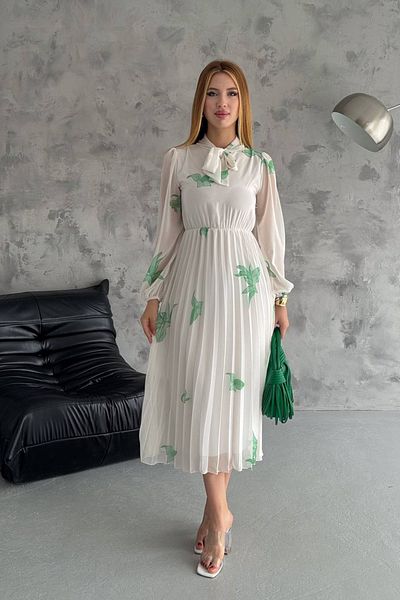 Neşeli Butik Πράσινο φόρεμα σιφόν - με λεπτομέρεια δεσίματος, γυναικείο, NBQ006