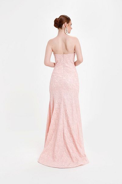 minel aşk Powder Lace Fishnet Evening Dress