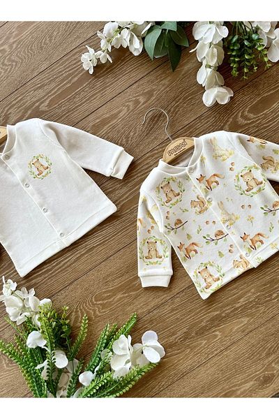 PATSAN 2-Piece Cotton Baby Top Cardigan Set Bear Squirrel
