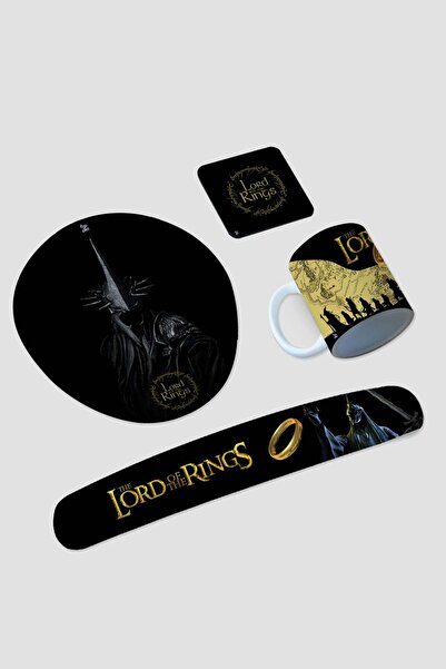 Flipped Lord Of The Rings Bilek Destekli Mousepad Kupa Bardak ve Klavyepad Seti