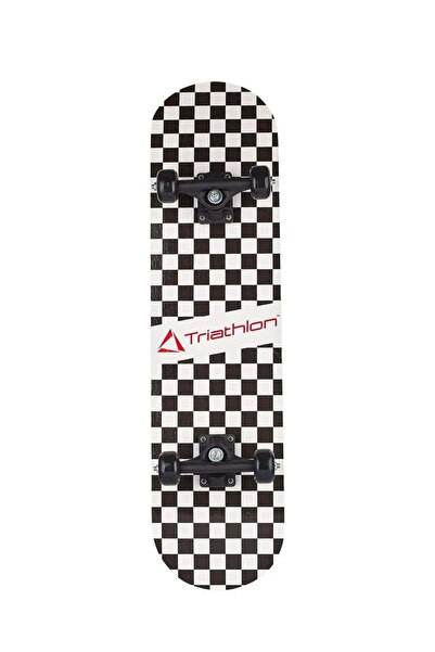Triathlon T132 Tahta Kaykay 80 Cm Kırmızı Siyah Damalı - 80 X 20 Cm - Zımpara Yüzey