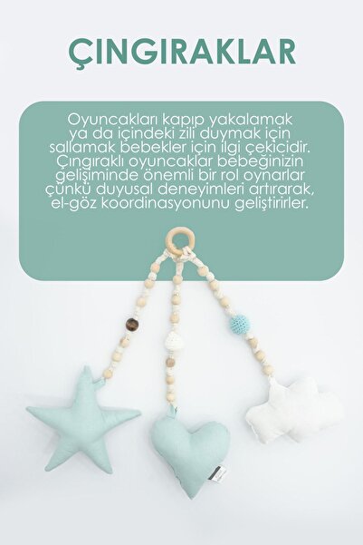 mordesign Bebekler Için 3 Adet Montessori Oyuncak, Handmade Çıngırak Oyuncak,...