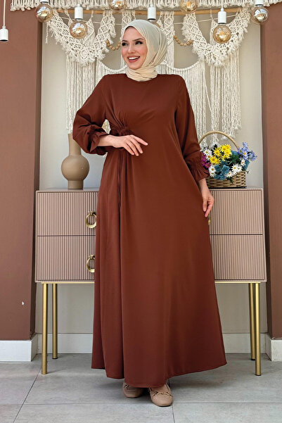 Bym Fashion Μοντέλο Καφέ Φόρεμα 6017 με Γραβάτες στο πλάι και στο πλάι