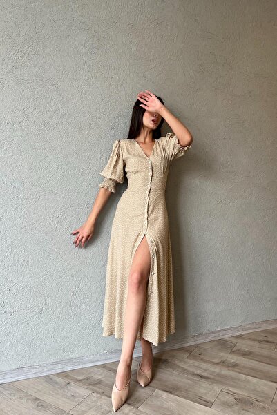 Seda Yalçın Atelier Polka Dot Mink Dress - Back Waist and Sleeve Gip