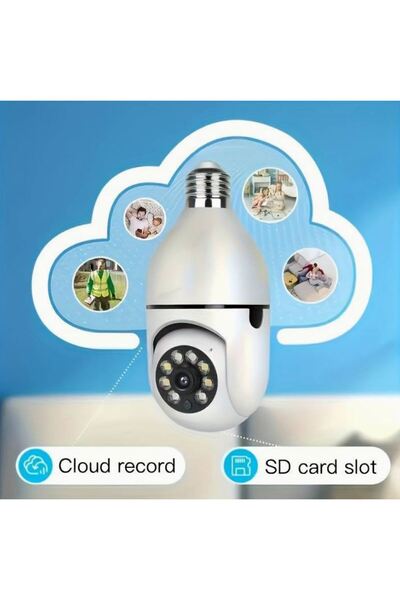 qasul Gece Görüşlü 360 Derece LED Işık 1080P Wifi Kamera Kablosuz Panoramik E...