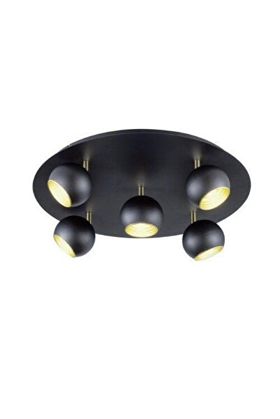 Rsylight Metal Modern 5 Li Yuvarlak Siyah Led Spot Avize Günışığı Ampullü