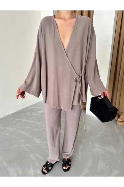 Laluvia Cotton Mink duplasoros kimonó és nadrág szett