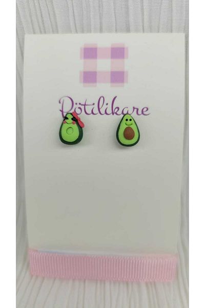 PÖTİLİKARE Avocado Themed Polymer Clay Earrings