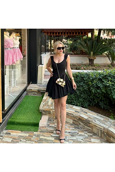 HARMONY GLOBAL Λινό Μίνι Καλοκαιρινό Φόρεμα - Στρογγυλή λαιμόκοψη, χοντρές τι...