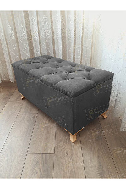 aldagelsin Lüks Sandıklı Kapitoneli Ayakucu Puf Bench 120 cm Gold Ayak