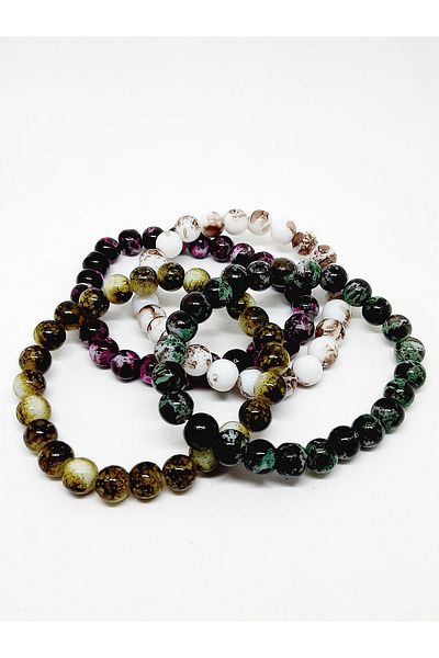 Kusakli Set of 4 Mixed Glass Beaded Bracelets