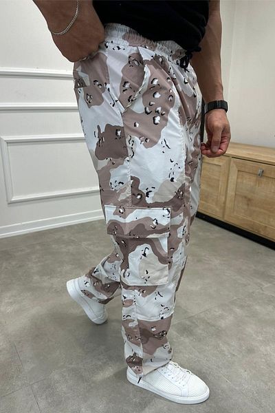 MADZEYMODA Ανδρικό παντελόνι παραλλαγής με φαρδύ ρυθμιζόμενο πόδι με τσέπες Cargo