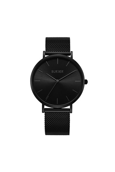 Burker Damenuhr Ruby Schwarz Mesh