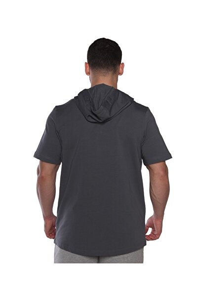 MUSCLECLOTH Mc-x Kapüşonlu Kısa Kollu Sweatshirt Füme