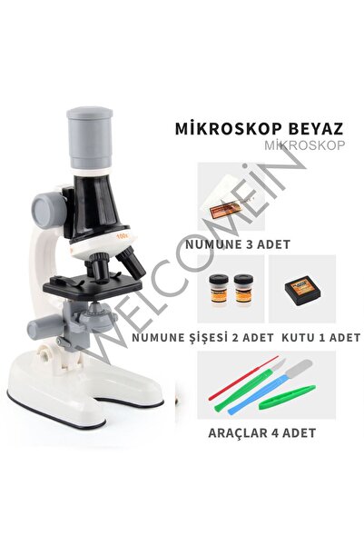 welcomein Işıklı Objektif Mikroskop Çocuklar İçin Ders Ve Eğitim Okulda Kullanılabilir 1200X Zoom, Dahili Tüp