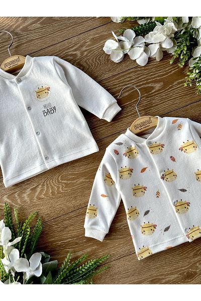PATSAN 2-Piece Cotton Baby Top Cardigan Set Giraffe