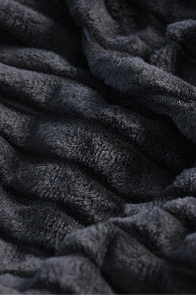Sarar Merinos Modern Line Tek Kişilik 2 Parça Battaniye Seti - Koyu Gri