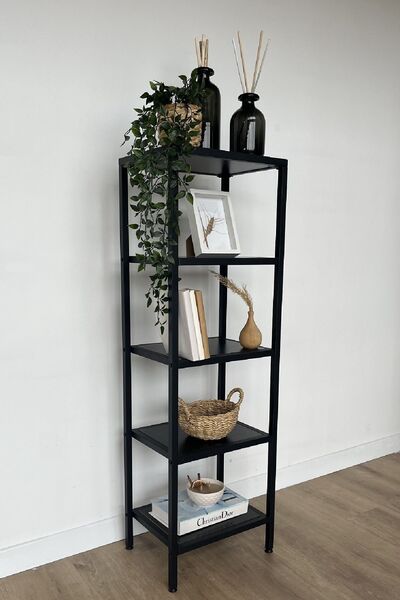 TOLIAHOME 5 Raflı Kitaplık Çok Amaçlı Aksesuar Rafı Metal Banyo Mutfak Rafı