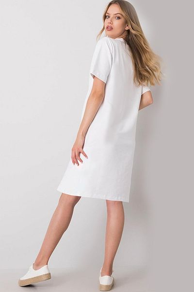 ROCKANDROLL Angel Nirvana White Crew λαιμόκοψη κοντό μανίκι πάνω από το γόνατο Μεσαίο χτενισμένο βαμβακερό φόρεμα