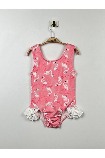 Elayza Girl's - Swimsuit with Shell Pattern and Ruffle