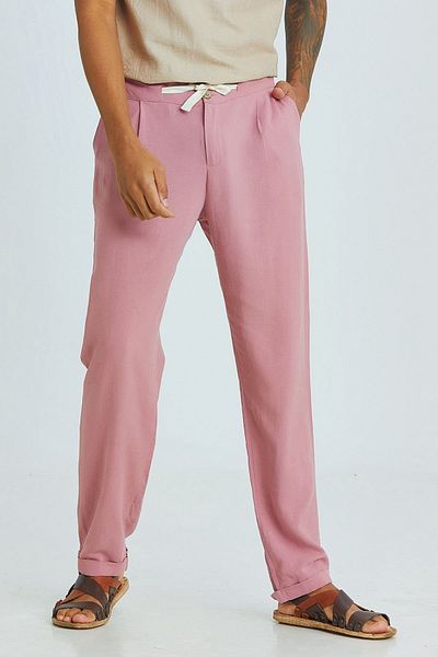 Clandestino Ανδρικό παντελόνι Pink Bohemian Double Leg