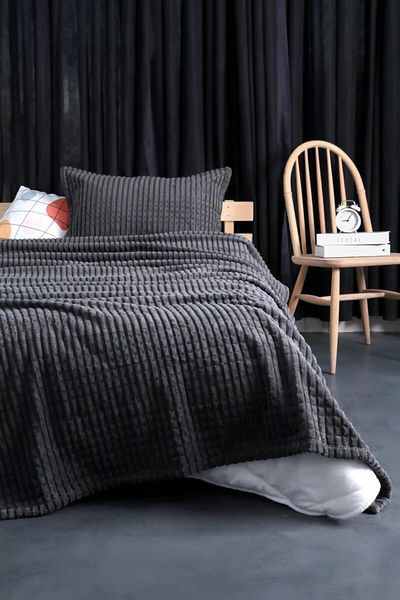 Sarar طقم بطانية مكون من قطعتين من Merino Modern Line - رمادي داكن