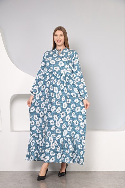 mervemoda Cotton woven fabric - Women's long sleeved summer dress