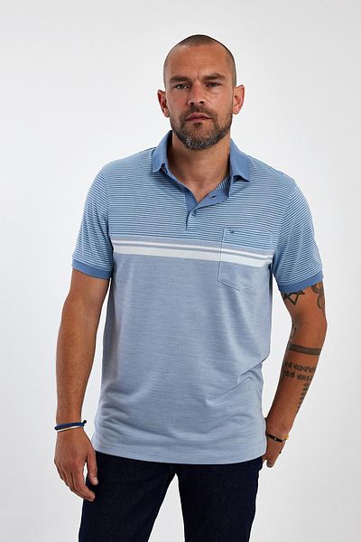 ENQUE Ανδρικό μπλουζάκι Comfort Basic Polo με τσέπη μακρύ γαλάζιο