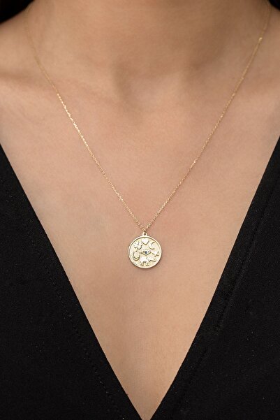 Cenova Jewelry 14 Ayar Altın Kalp, Yonca, Göz, Ay, Yıldız, Fil, At Nalı Figür...