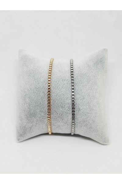 Kusakli Set of 2 Plain Cube Chain Bracelets
