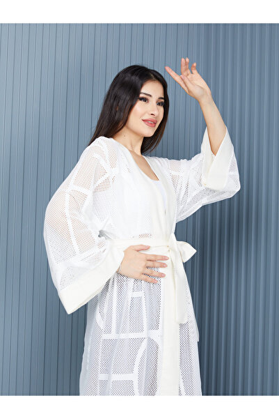 Heggo Kadın Uzun File/Dantel Kimono