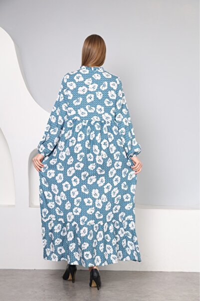 mervemoda Cotton woven fabric - Women's long sleeved summer dress