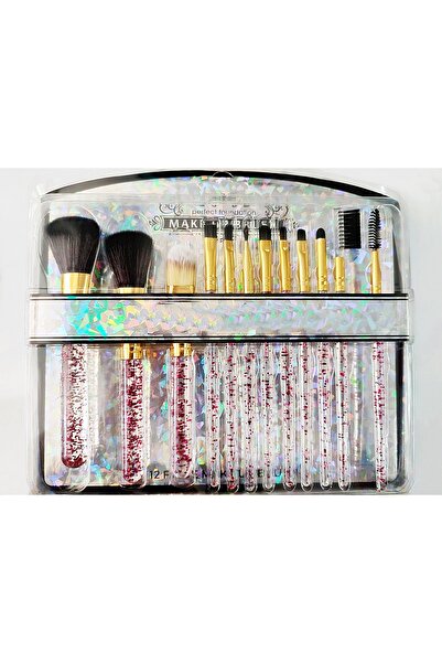 newnet Make Up Brush 12'li MAkyaj Fırçası Seti - Kaş tarağı ve Kaş Dağıtıcı Dahil