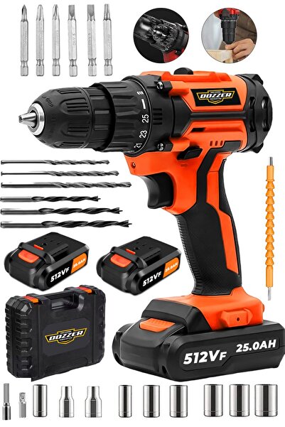 DOZZER Alman Merkel 512 Vf 25 Ah Çelik Şanjuman 27 Parça Setli 2x Akülü Şarjl...