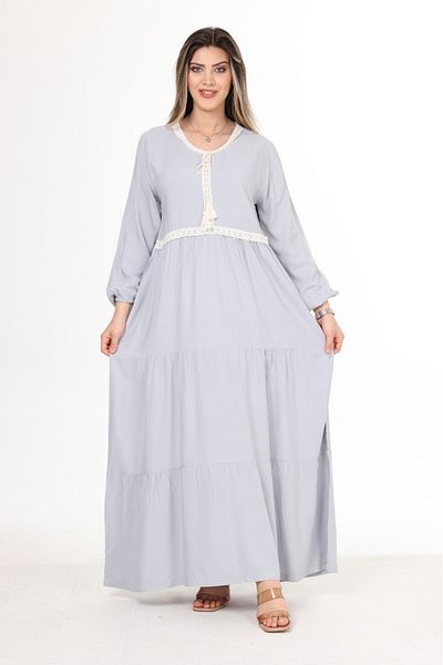 mervemoda Καλοκαιρινό γυναικείο φόρεμα με μακριά μανίκια