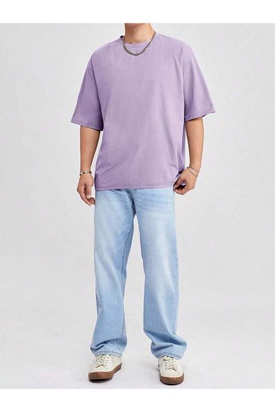 FAVORİST Ανδρικό μπλουζάκι Relaxed Fit Βαμβακερό Oversize - Κοντό μανίκι