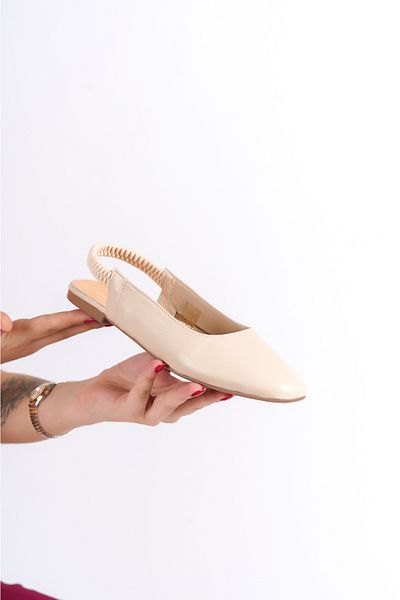 Deripabuc Genuine Leather Beige Women's Leather Ballerinas DP58-2247