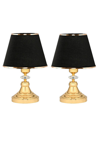 571 Store 2Li Masa Abajuru Gece Lambası Kumaş Başlık Metal Ayak