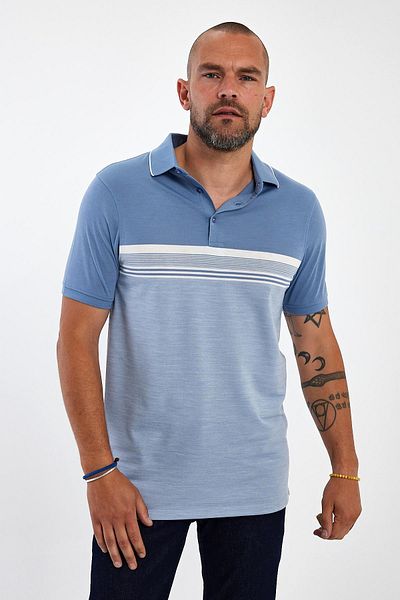 ENQUE Ανδρικό μπλουζάκι Basic Polo με κοντό μανίκι μονόχρωμο γαλάζιο