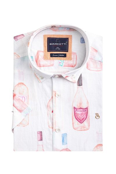 marufshop Large Size Men's Linen Shirt - 118-191 Kilo, Short Sleeve