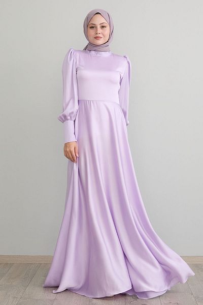InStyle Lilac saténové šaty - na zip na rukávu