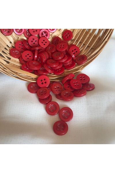 Bukle İplik 18 Size Red Chubby Button - Shirt Button (50 Pieces)