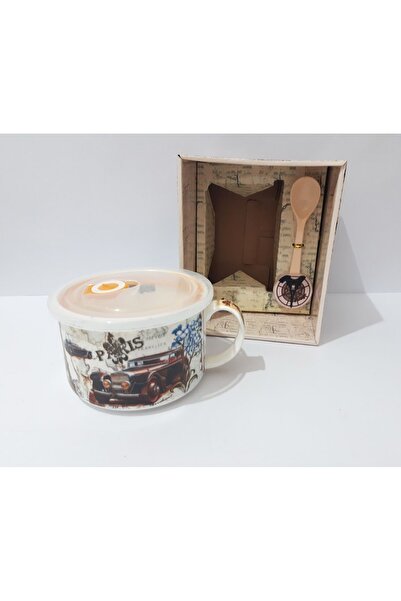 renkli çiçekler 700ml Porcelain Food Storage Container with Lid Patterned Porcelain Food Pot with Handle